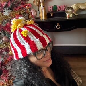 Crochet Striped Popcorn beanie